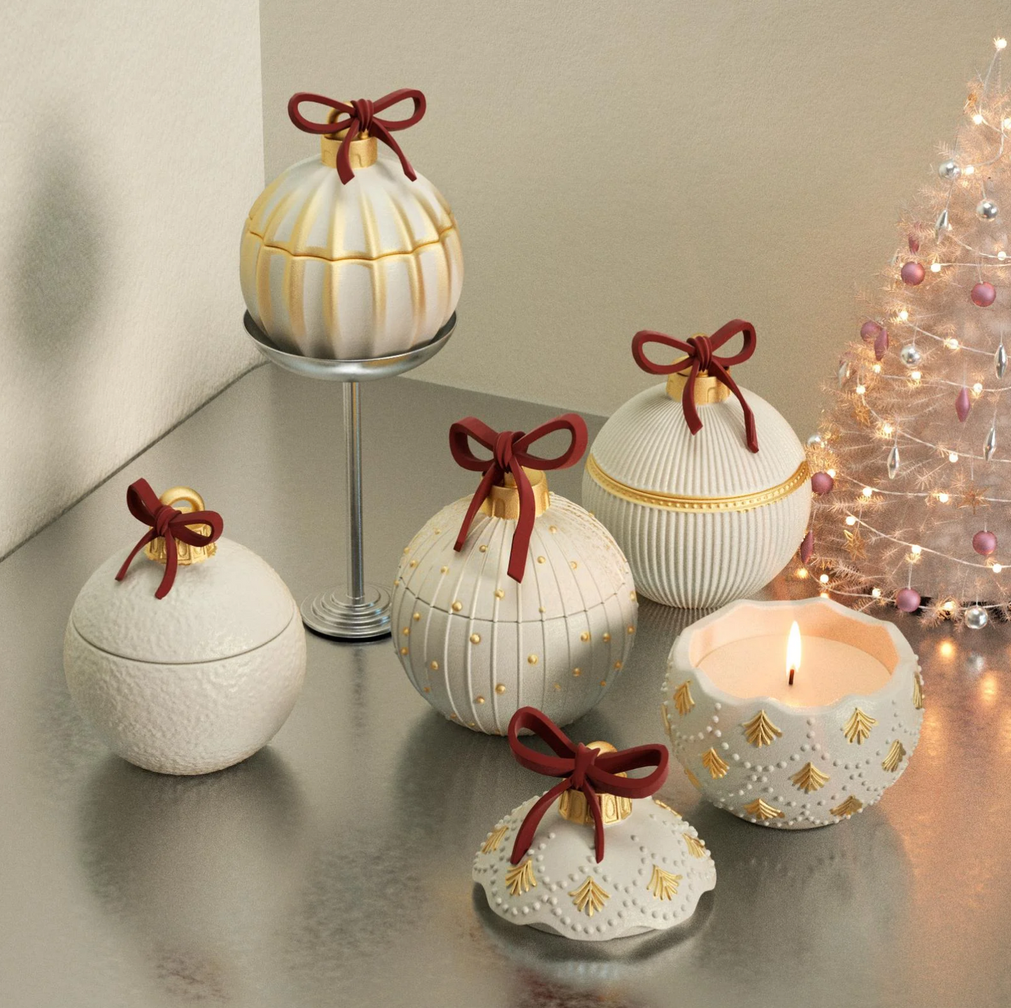 Christmas Twinkle Bauble Candle Set – 7oz (Set of 4)