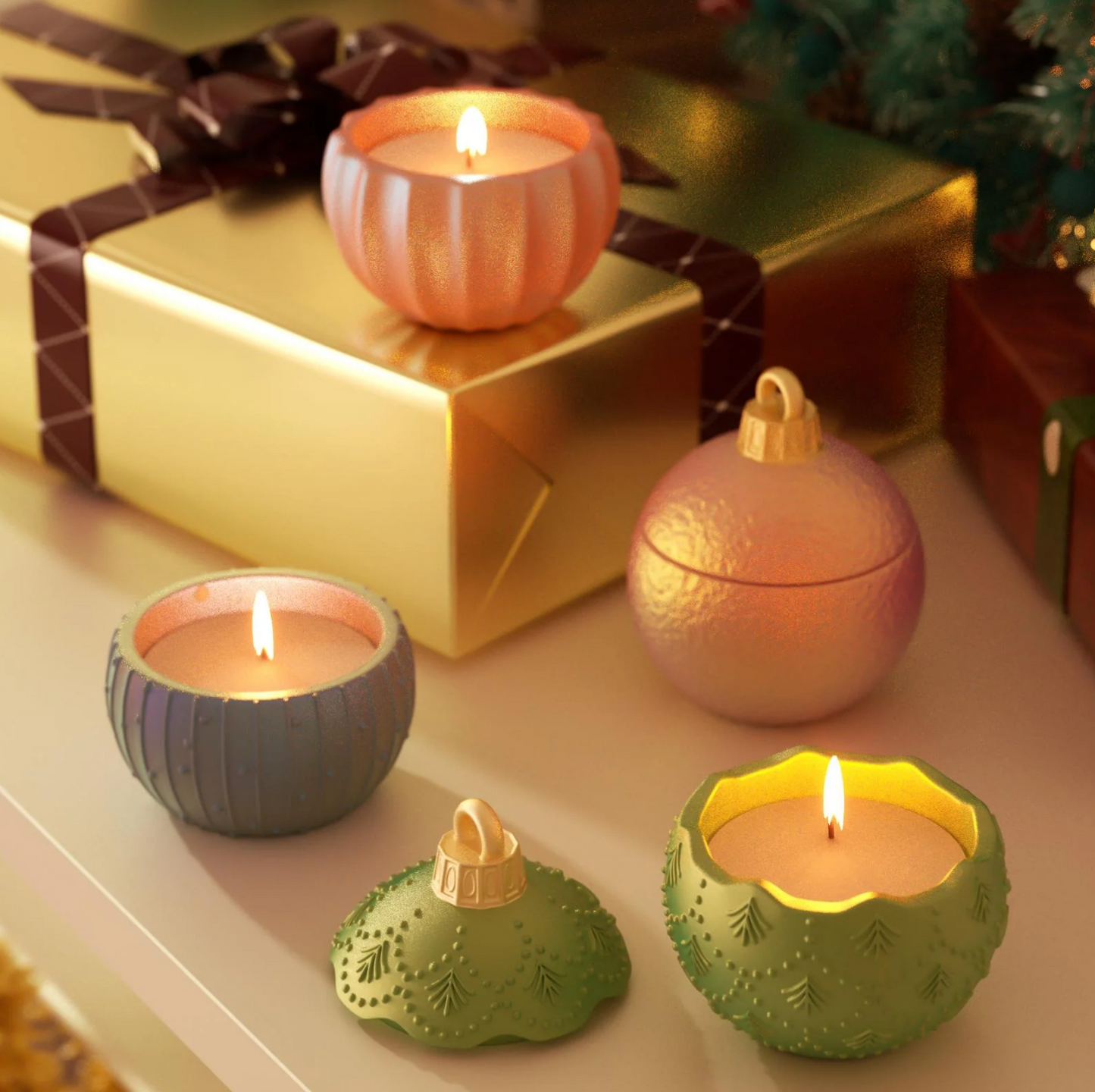 Christmas Twinkle Bauble Candle Set – 4oz (Set of 5)