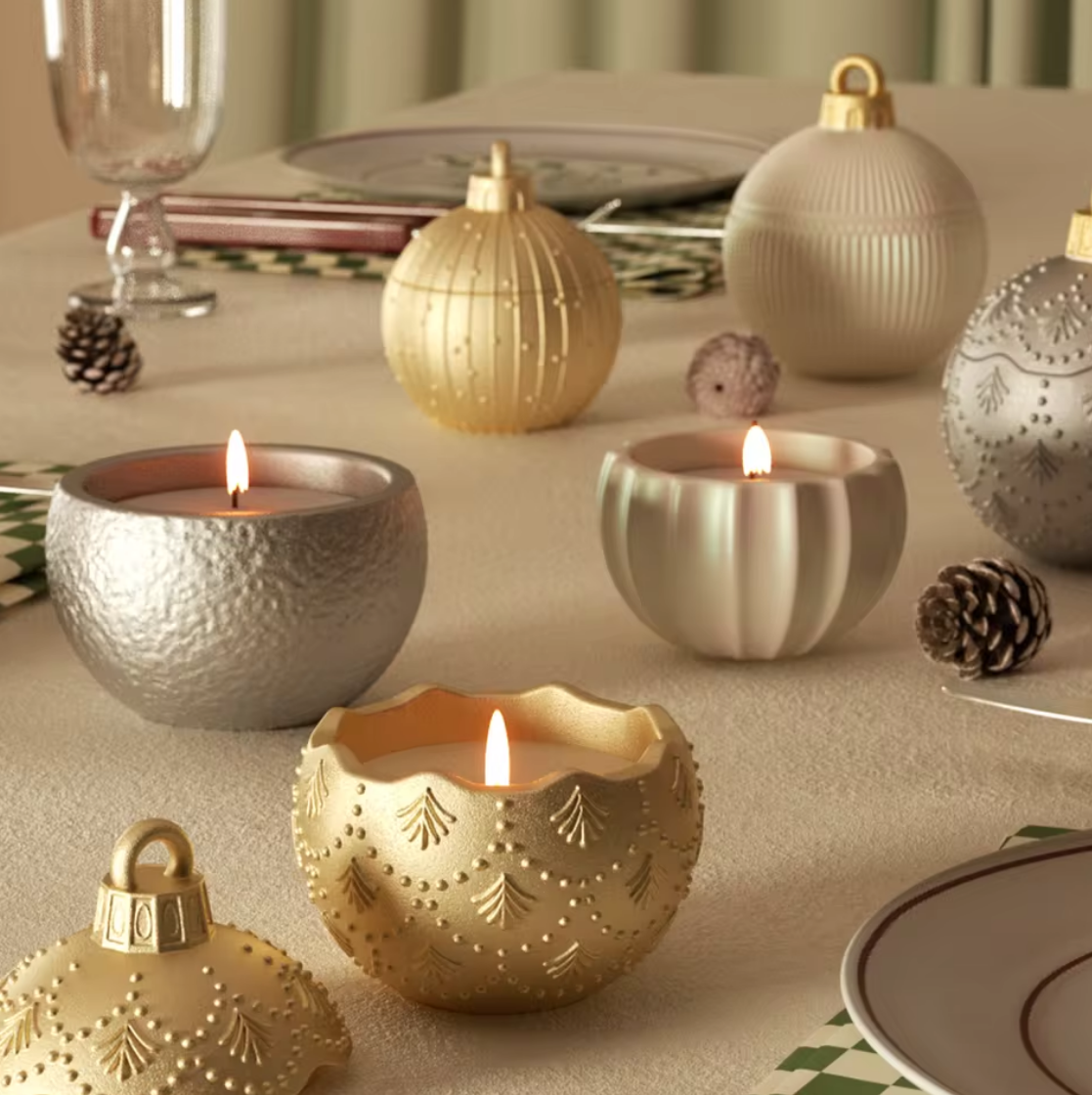 Christmas Twinkle Bauble Candle Set – 4oz (Set of 5)